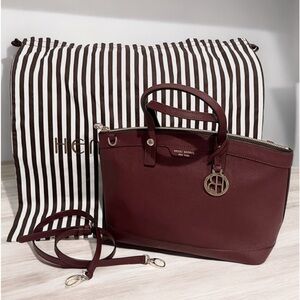 Henri Bendel NWOT Saffiano Leather Satchel & Crossbody - Burgundy + Dust Bag